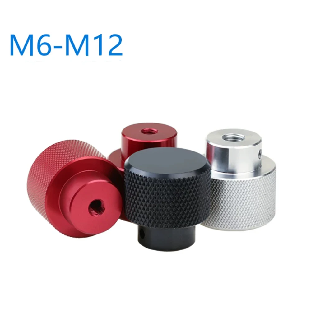 1Pcs Knurled Thumb Knobs Step Nuts With Side Hole Aluminum Alloy Hand Grip Blind Hole Nut Silver/Black/Red M6 M8 M10 M12