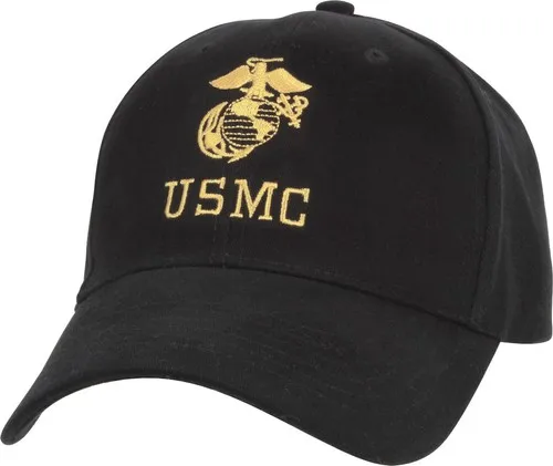 Schwarze USMC Globe & Anchor Logo Verstellbare Kappe Baseball-Mütze