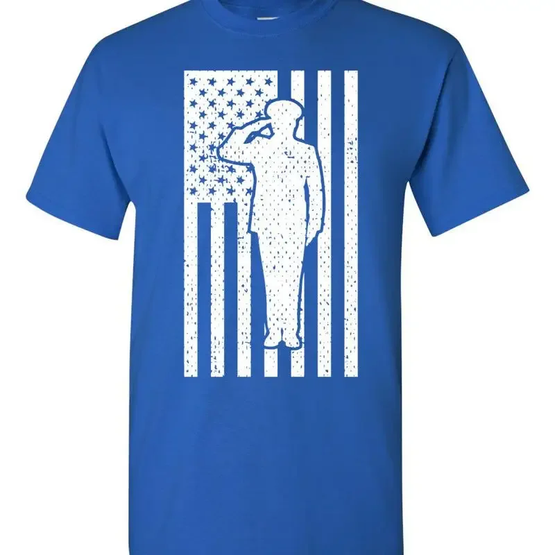 Soldier Saluting American Flag Men's T Shirt 1699
