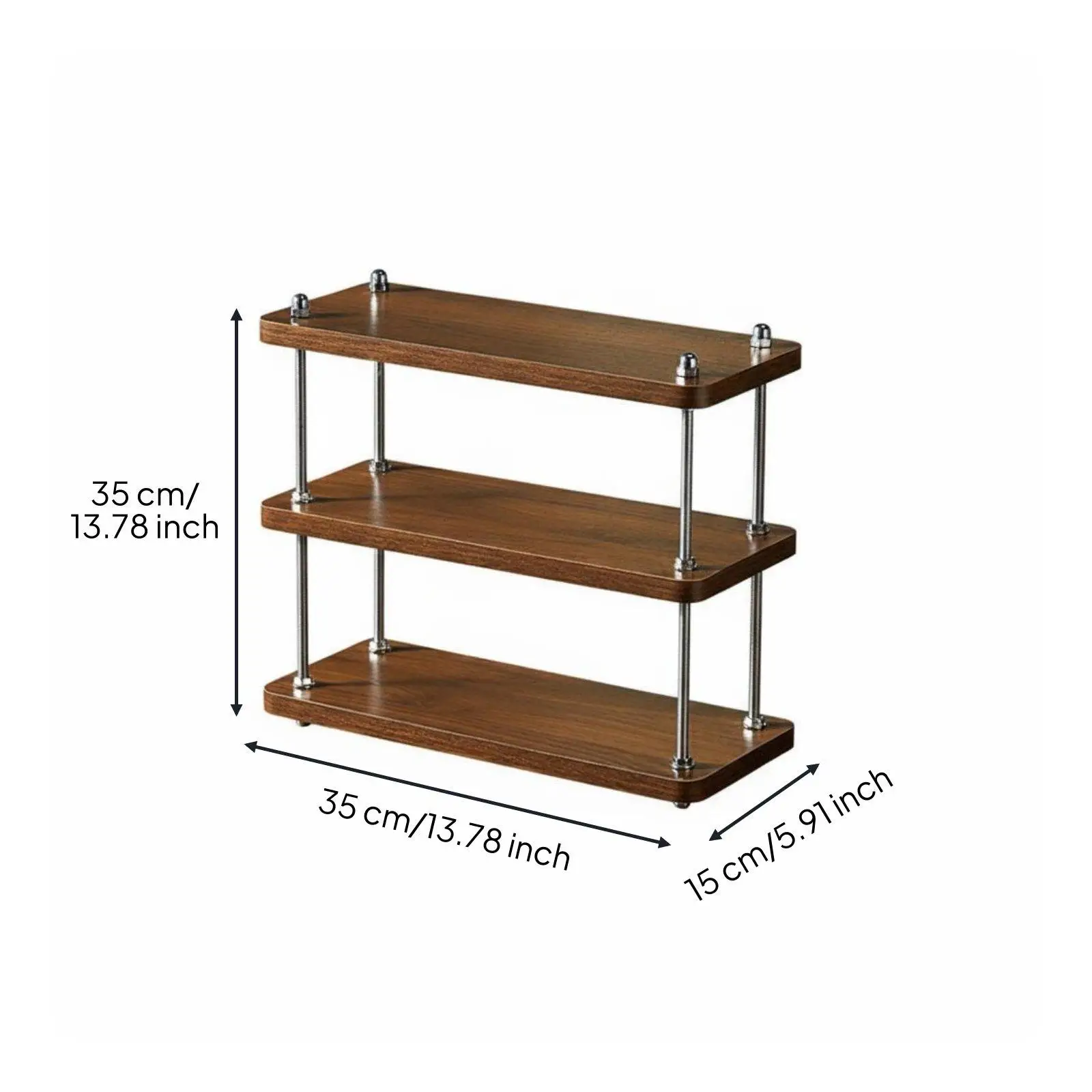 Wooden Adjustable Shelf 3-tier Modular Display Storage Rack Multi-purpose Shelving for Office Desk