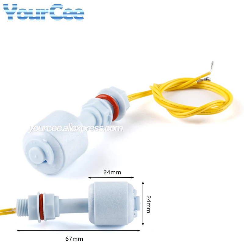 2pcs/1pc 52mm PP Float Switch Liquid Level Sensor Plastic Water Level Switch Horizontal Float Switch Down