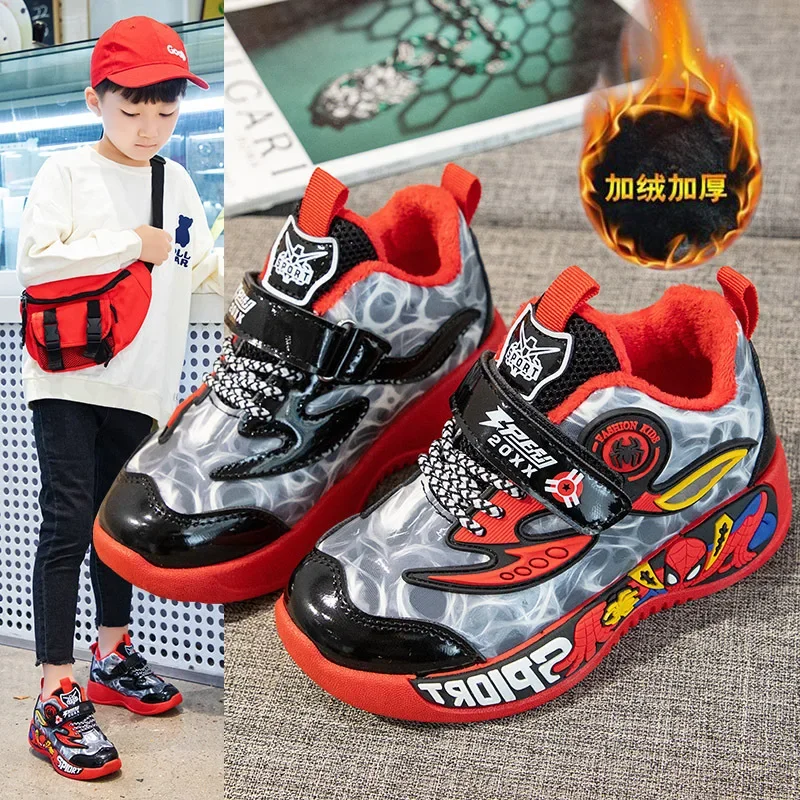 Marvel Kids Running Shoes Spider-Man Creative Boys Shoes Boys Soft Bottom imbottito scarpe Casual Cartoon Single Leather Sneakers