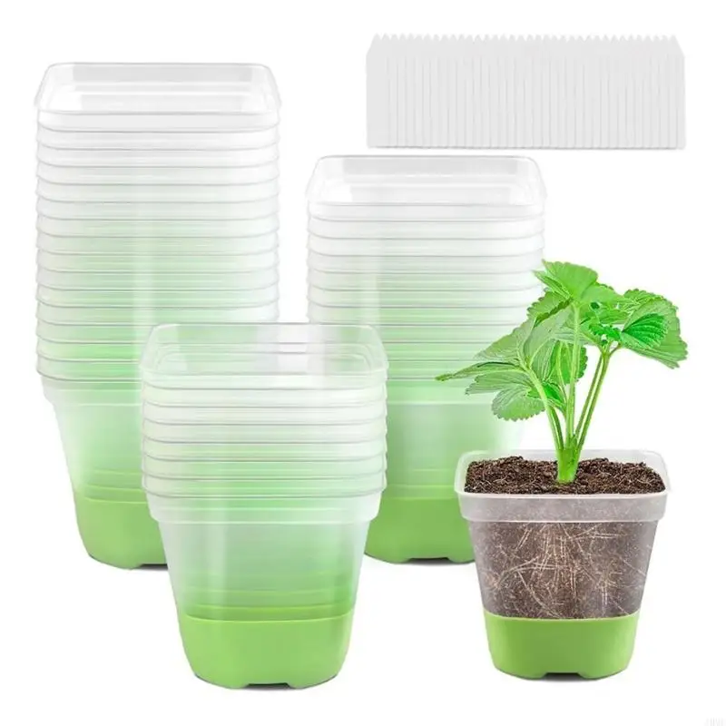 Set Of 10 Square Beginner Pots Having Drainage Holes For Indoor Outdoor Gardening J0MC