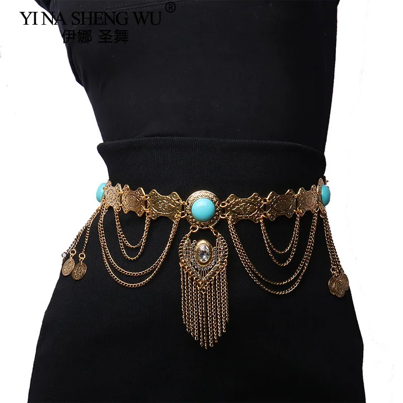 Fashion New Bohemian Coin Tassel Waist Chain Retro Ethnic Style Alloy Belly Dance Waist Accessories Wholesale Waist Chain Belt