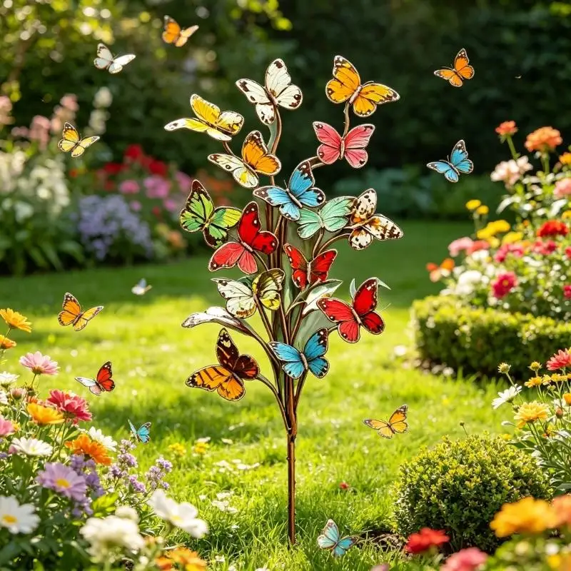 Metallschmetterlinge Gartenstecker Dekore Schmetterling dekorative Gartenstecker, Outdoor-Dekorationen Metall Hof Kunst Ornament – Detail 4