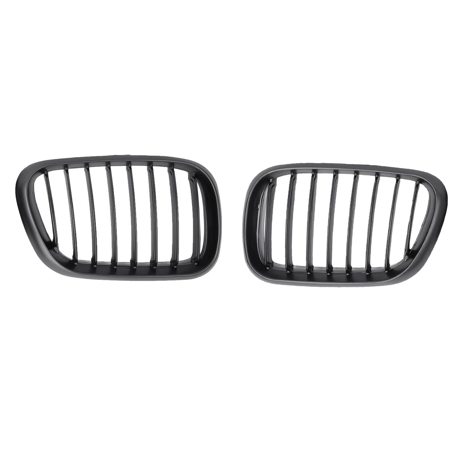 Car Front Grille Grill L&R Hood Bumper Kidney Grilles Matte Black for -BMW E53 X5 1999 2000 2001 2002 2003