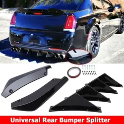 For Chrysler 200 300 2000-2022 Rear Bumper Splitter Cover +4PCS Rear Bumper Diffuser Shark Fin Sticker Set Car Accessories