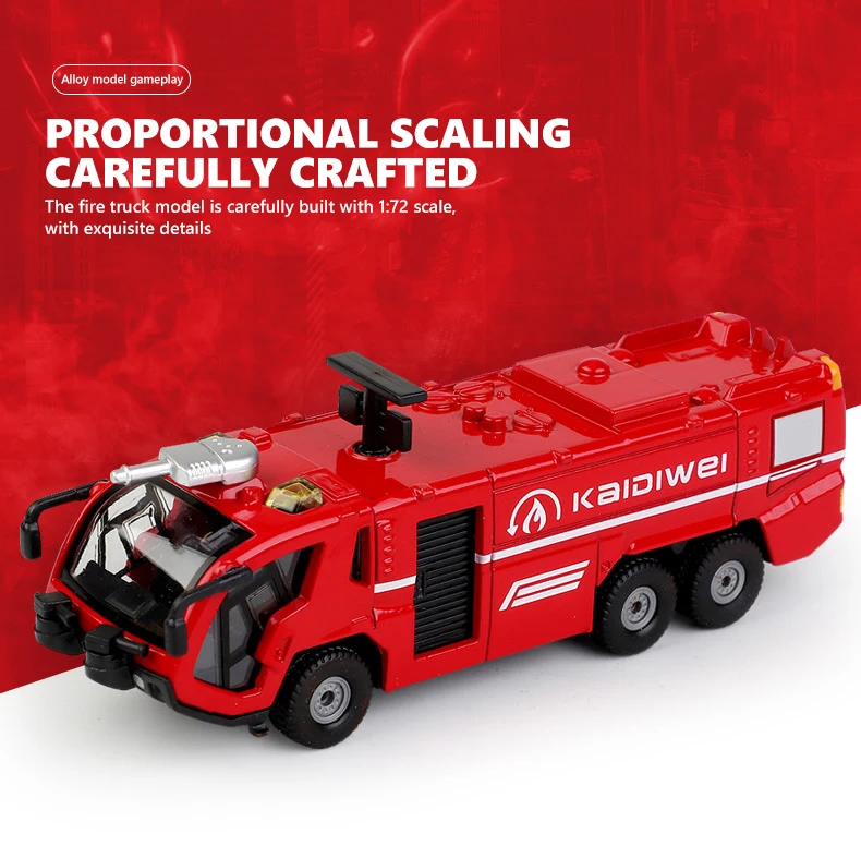 Kdw Fire Trucks Model Set 3In1 1/72 Diecast Simulation Alloy Engineering Truck Crane Lift Car Kids Collection Toy Gift