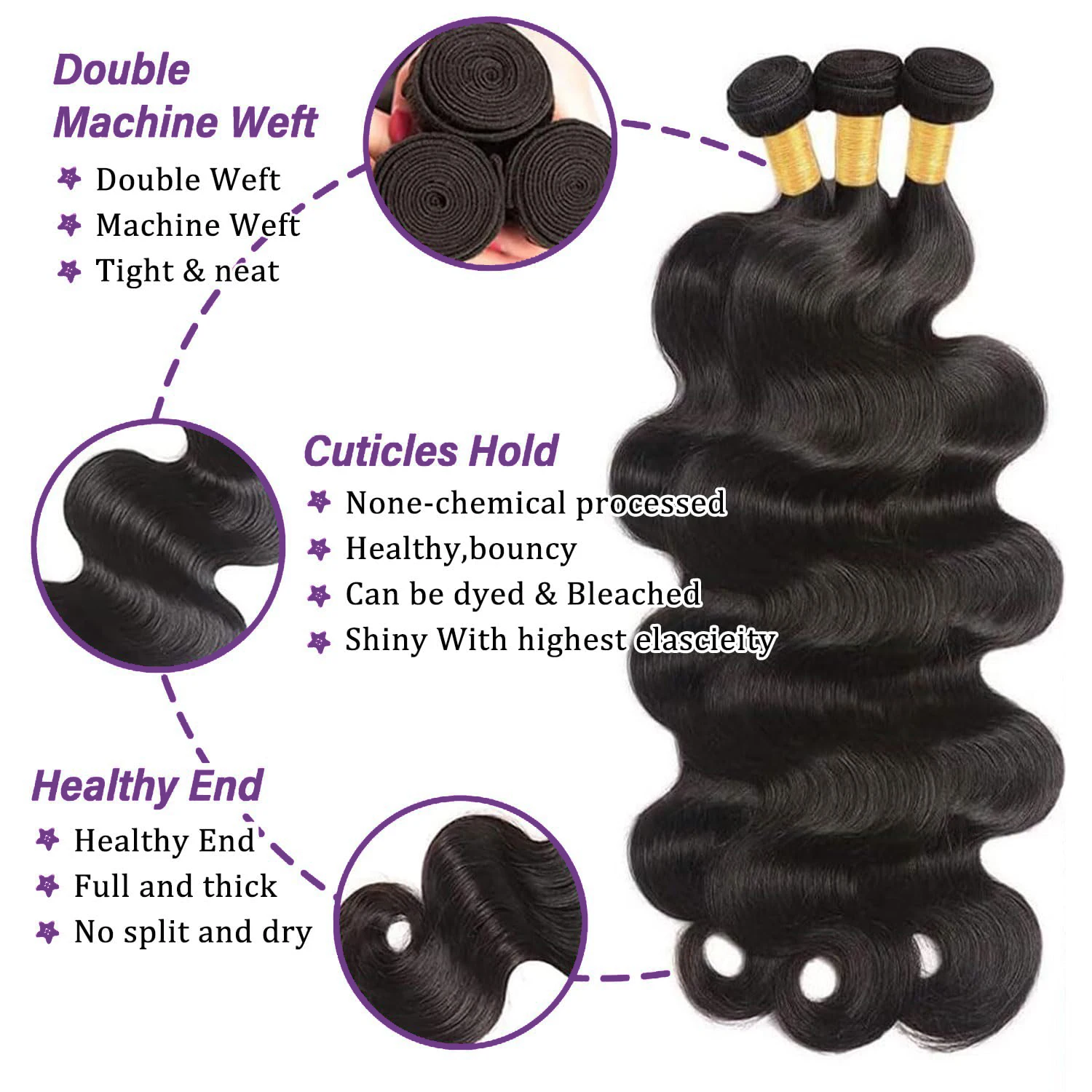 Human Hair Bundles Body Wave 1/3/4 Bundles 12A Grade Brazilian Virgin 100% Unprocessed Human Hair Body Wavy Bundle Natural Black