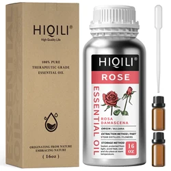 HIQILI 500ML&1000ML Rose Essential Oil, Premium Grade Floral Oil for Bath Massage Body DIY Perfume Diffuser Humidifier Soap