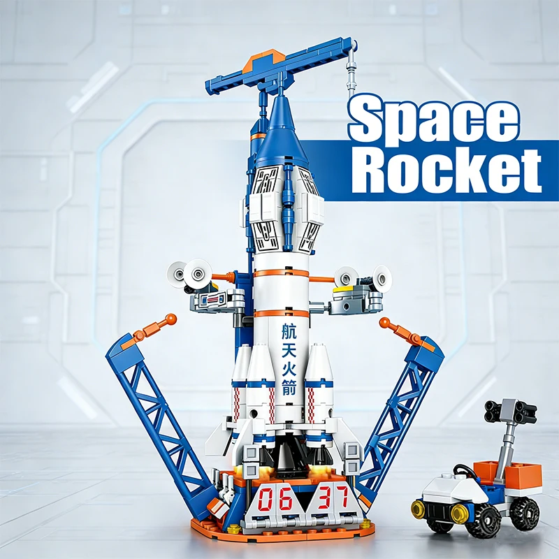 Aviation Manned Rocket Building Blocks Space Aerospace Station Model City Construction Bricks Toys for Children Holiday Gift