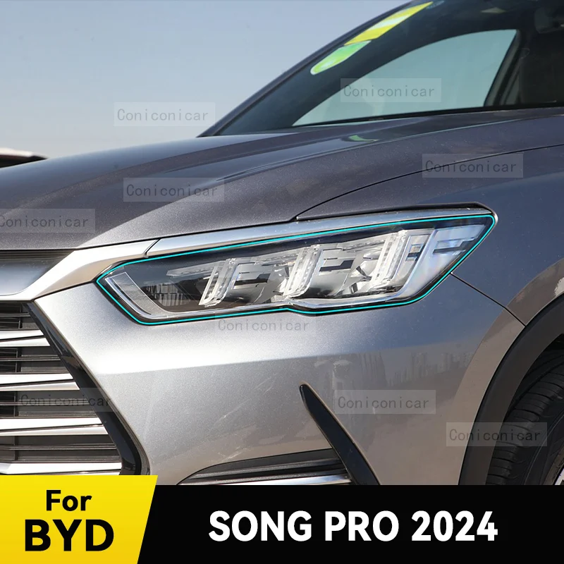 

For BYD SONG PRO 2024 Car Headlight Protective Cover Film Front Light Transparent TPU Anti-scratch Headlamp Accessories Sticker