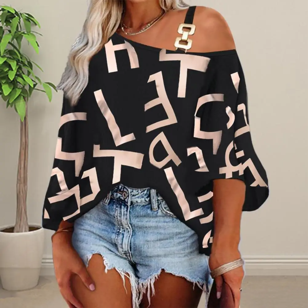 

Женская повседневная футболка с принтом, с коротким рукавом, свободного кроя, с открытыми плечами, с элементами стрейч, на бретельках, 80%