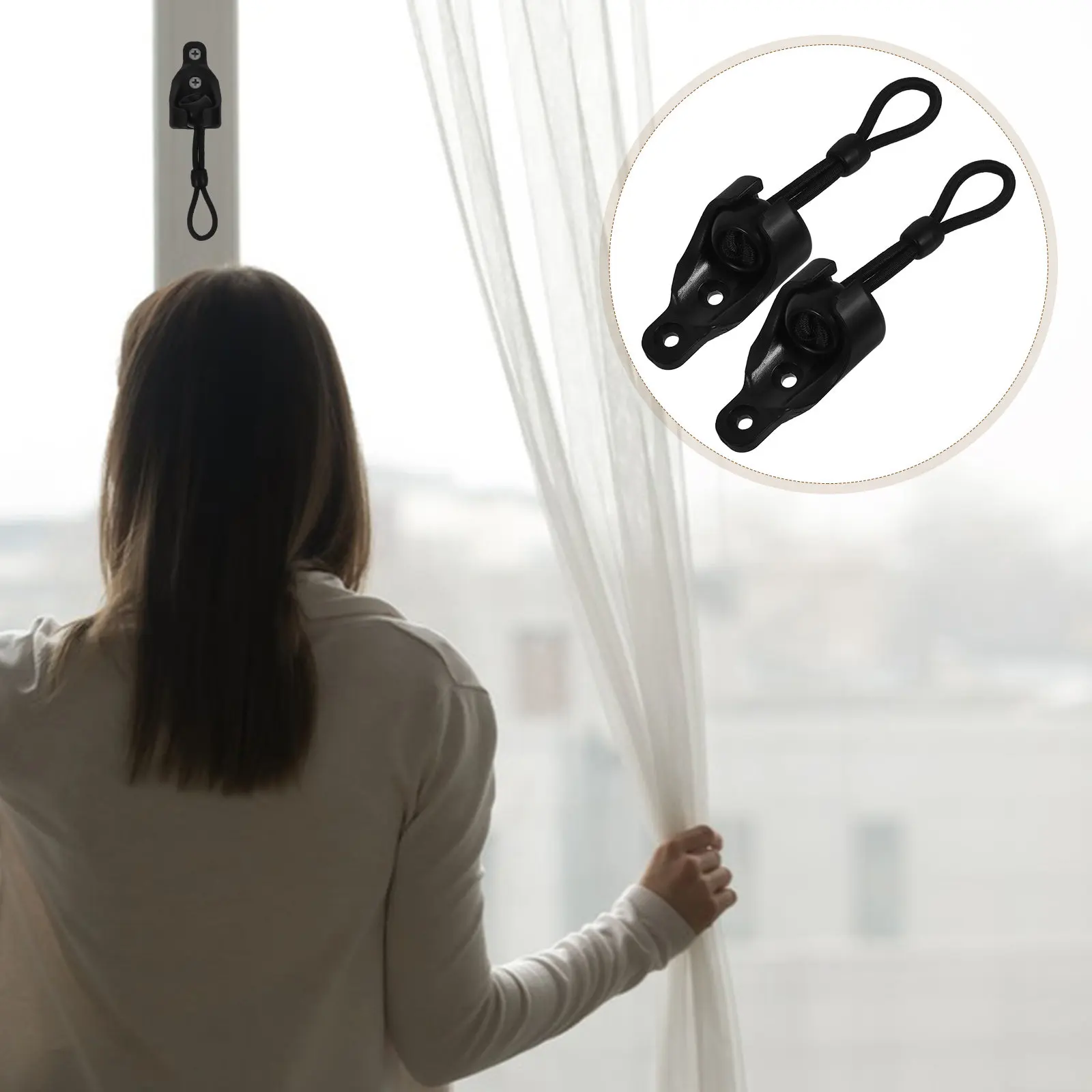 2Sets Elastic Rope Buckle for Roller Blind Bungee Tie Down Kit Shade Parts Sun Shade Buckle Blind Accessories Outdoor Indoor Use