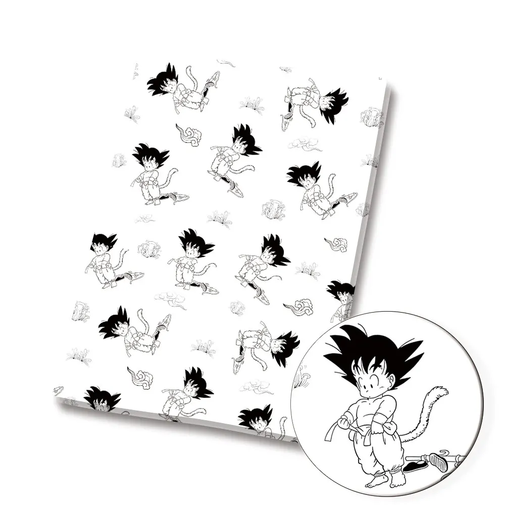 Tela 100 de algodón con estampado de dragon ball para niños, tejido de 140x50cm con estampado de Anime, retales de costura para vestido de bebé