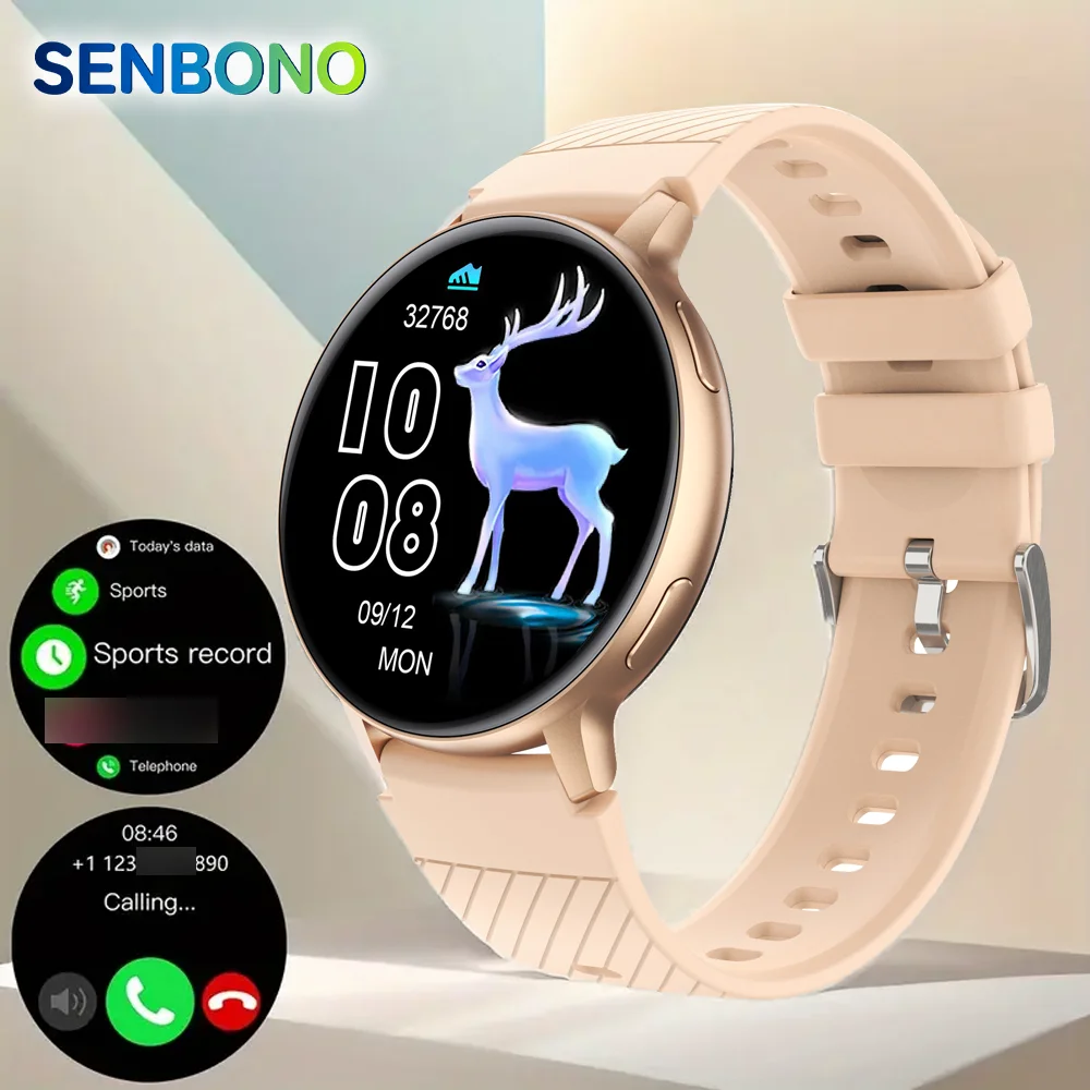 SENBONO 2025 Women's Smart Watch Bluetooth Call Fitness Tracker 100+ Sport Mode IP67 Waterproof Smartwatch Women for Android IOS