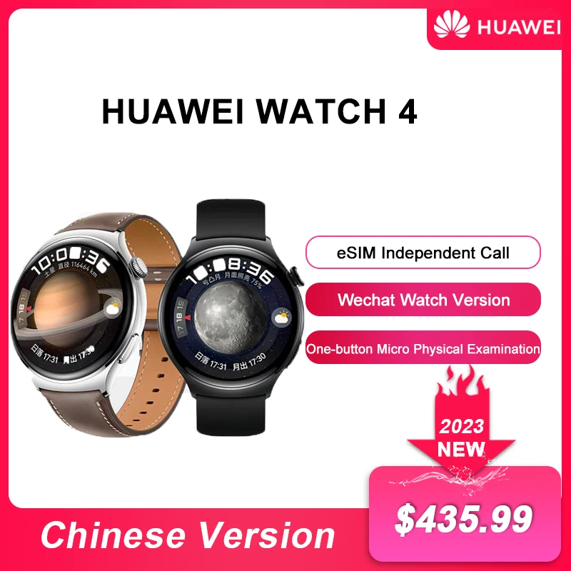 2023 NEW HUAWEI WATCH 4 Phantom Moon Black Fluorine Rubber Watch Strap One Key Micro Physical Examination eSIM Independent Call