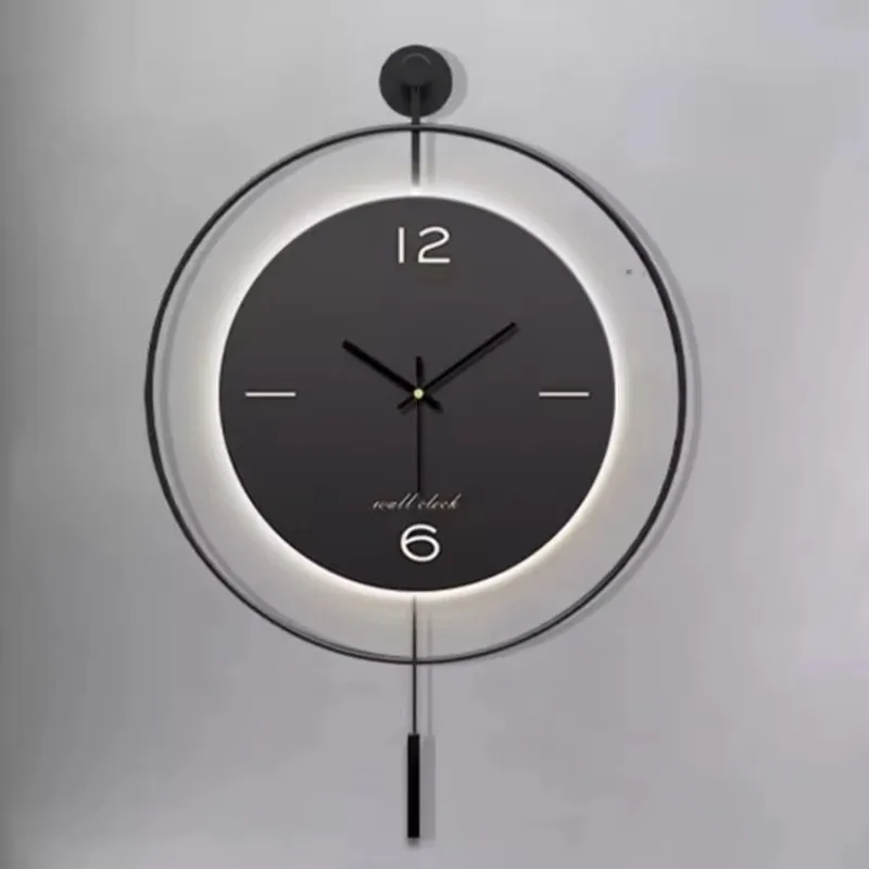 Pendulum Silent Wall Clocks Art Modern Living Room Minimalist Big Luminous Wall Clock Nordic Design Relogio De Parede Home Decor
