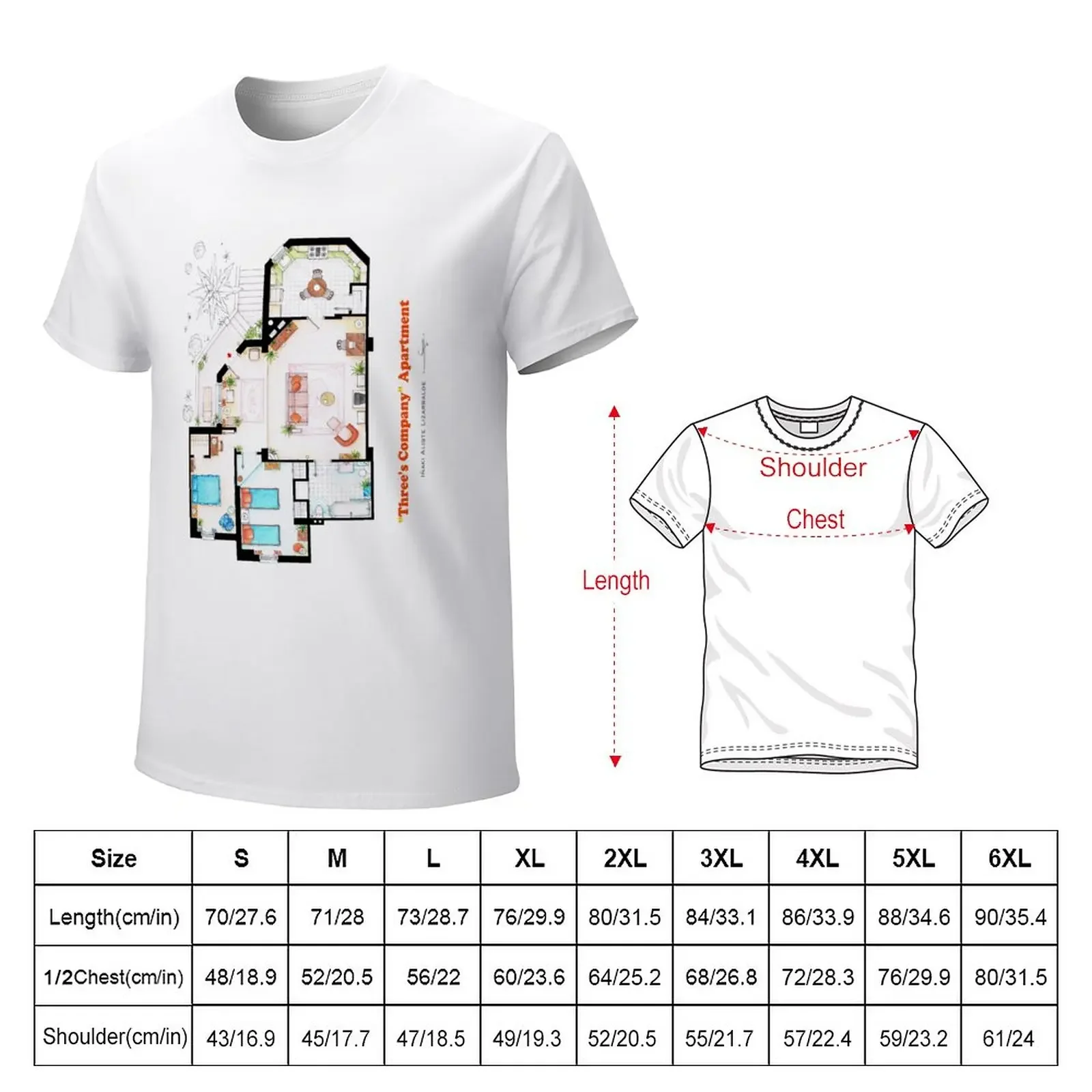 Three's Company Apartment Floorplan T-Shirt cute clothes customizeds plain men workout shirt