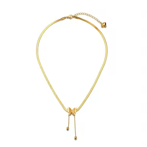 Vintage Butterfly Necklace Women Golden Stainless Steel Blade Snake Chains Aesthetic Charms Choker Women jewelry Gift To Mujer - Image 5