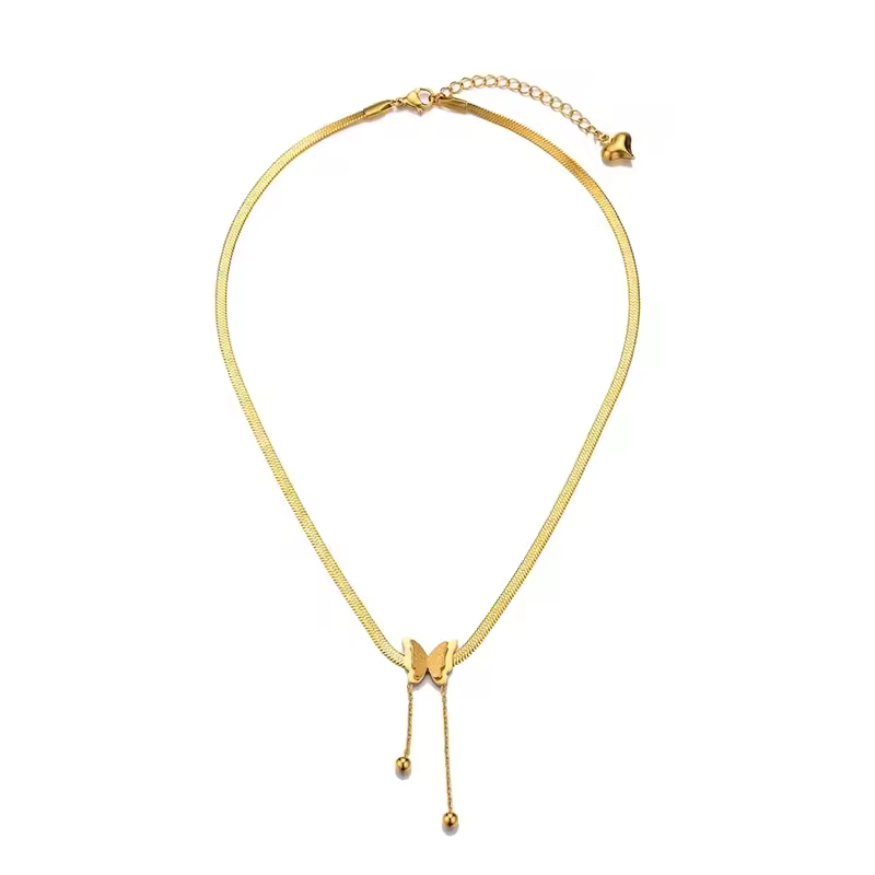 Vintage Butterfly Necklace Women Golden Stainless Steel Blade Snake Chains Aesthetic Charms Choker Women jewelry Gift To Mujer - Image 5