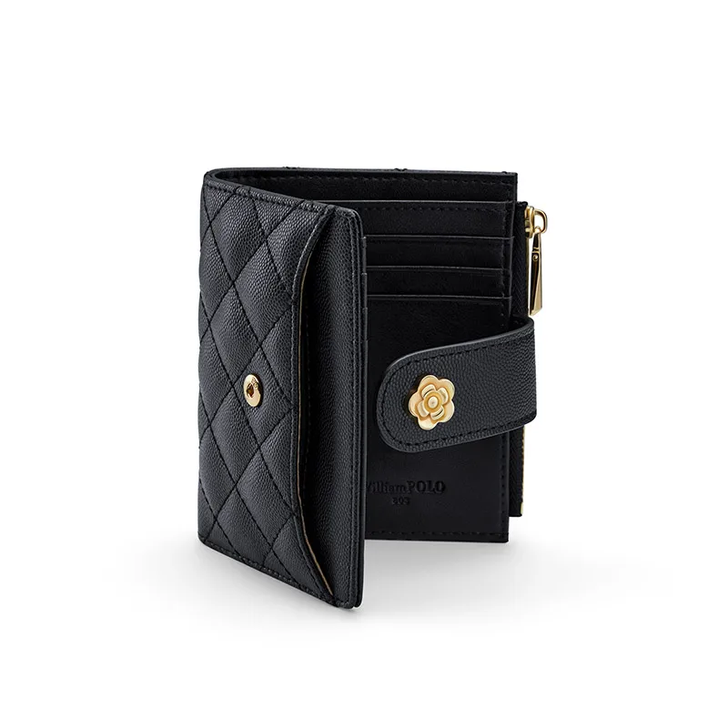 Genuine leather women's wallet, short fashionable card holder, personalized coin purse, card bag