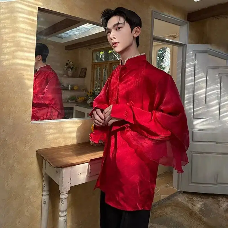 LUZHEN Elegant Shirts Personalized 2026 Temperament Casual Spring New Men's Fashion High Quality Gauze Long Sleeve Tops JY8134