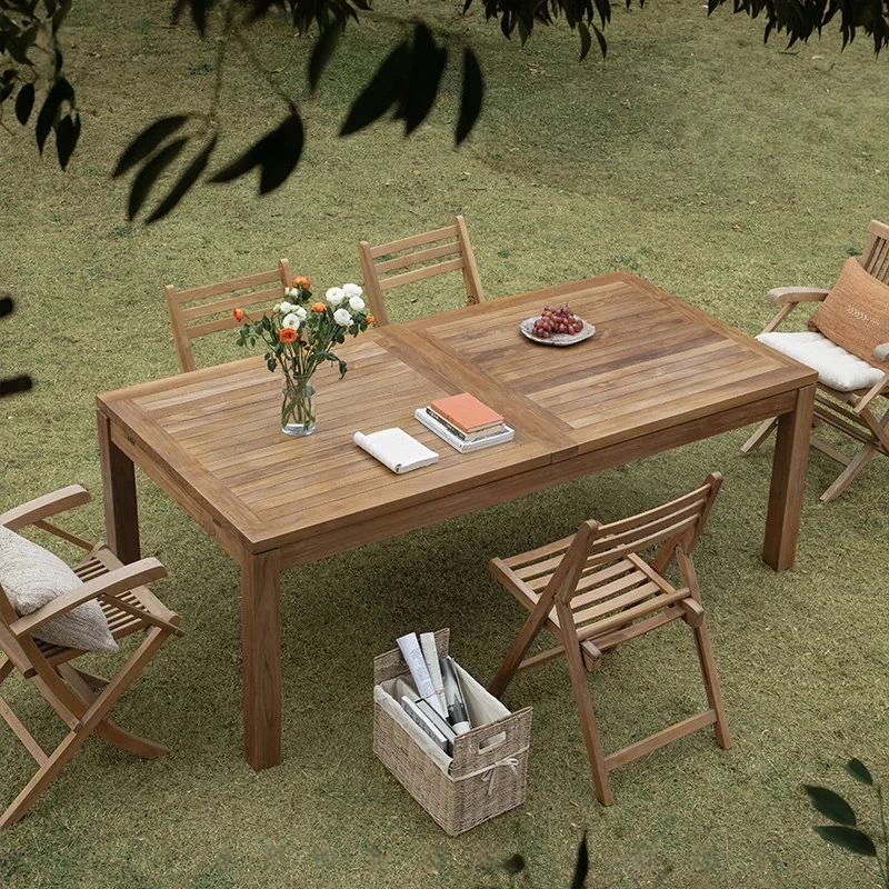 

Outdoor Furniture Waterproof Teak Wood Dinner Table Wooden Dining Garden Table