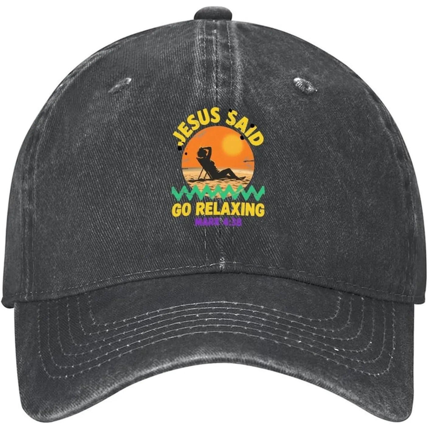 Jesus Said Go Relaxing Unisex Washed Denim Cap Baseball Hat