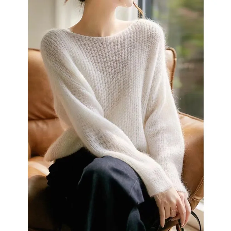 Women Sweater Long Sleeve Top Knitted Pullover V-Neck Fashion Sweater Woman Autumn 2024 Basic Female Clothing Soild OL Sweaters