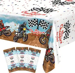 Bike Tablecloth Motocross Birthday Party Decoration Motorcycle Race Car Theme Decor Disposable Plastic Table Cover