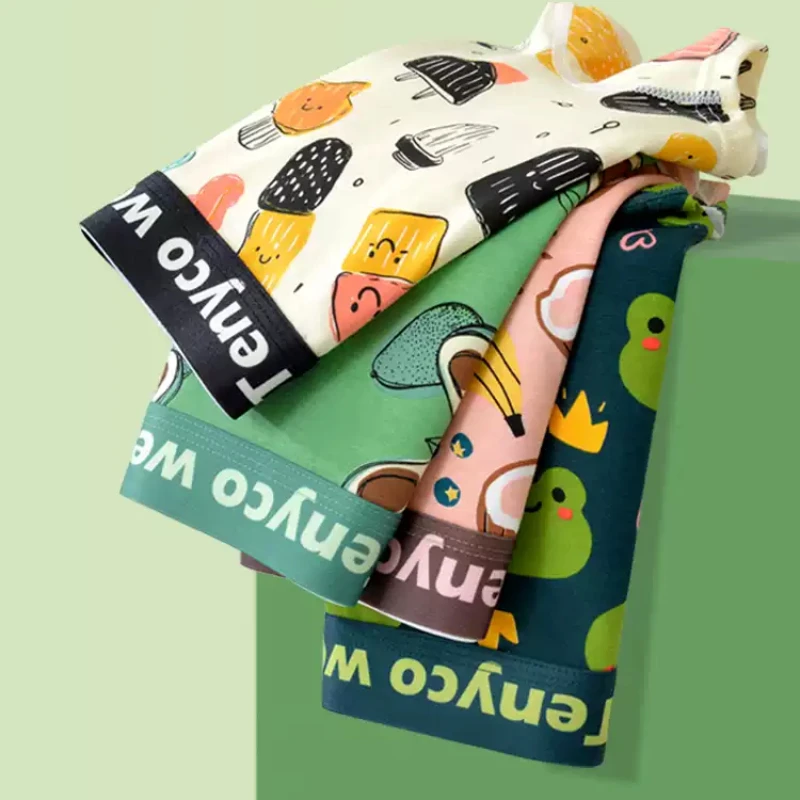 HaleyChan 3Pcs Women\'s Cotton Cartoon Panties Trans Lesbian Gay Wide Brimmed Mid-waist Breathable Panties Lovely Boxer Briefs