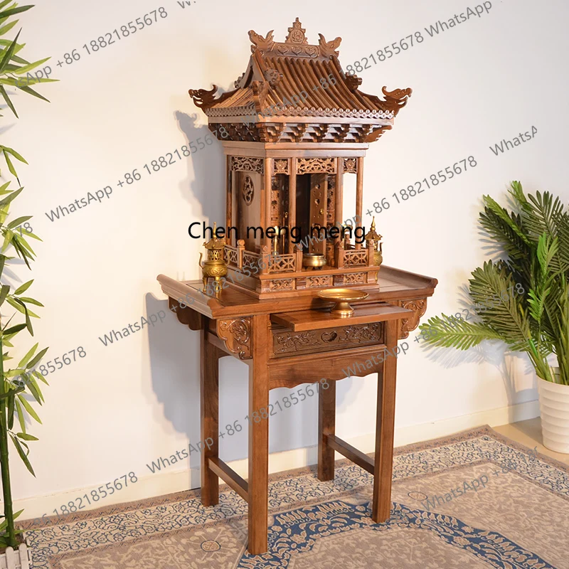 

Solid wood shrine with door offering table Buddha statue offering table Standing cabinet Buddha cabinet Shentai household