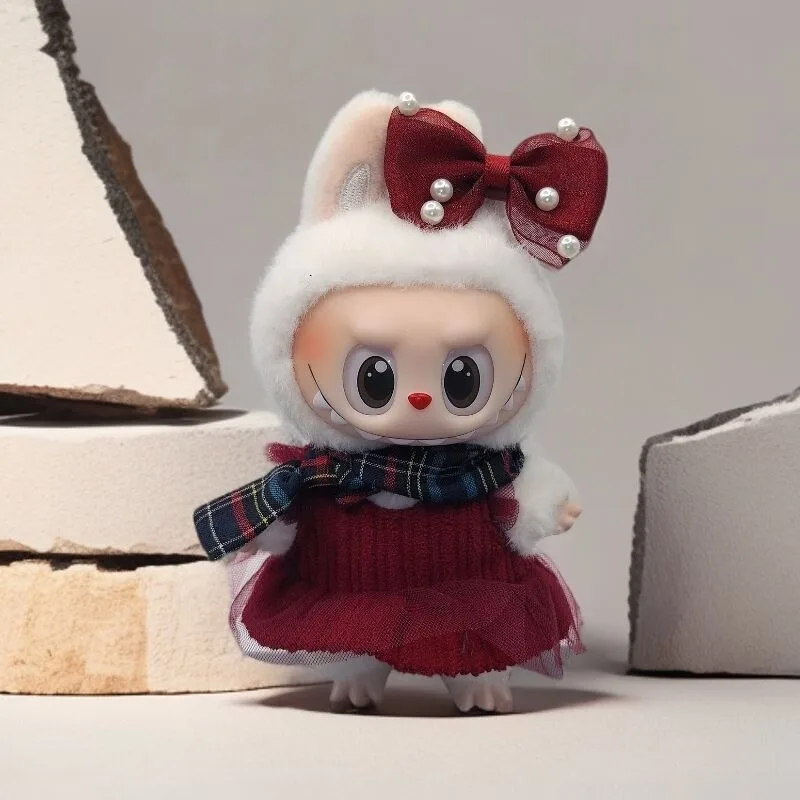 17cm Labubu Clothes Blind Box Universal Sitting Standing Plush Doll Accessories Labubu Designer Clothes Pumpkin costume set