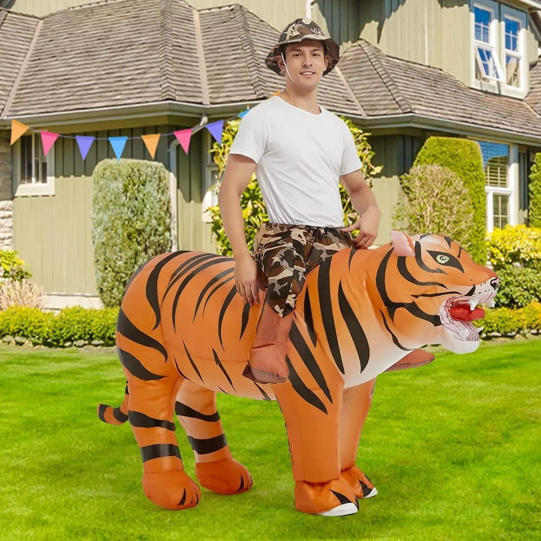 Inflatable Tiger Costume for Adult Halloween Costume Women Man Funny Blow up Costume for Halloween Party Cosplay view 2
