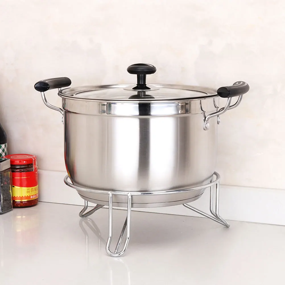 

1 шт., подставка для кухонной кастрюли из нержавеющей стали, термостойкая подставка на 3 ножках, полый дизайн, быстрое охлаждение, защита от пыли, легко очищаемая стойка для кастрюль