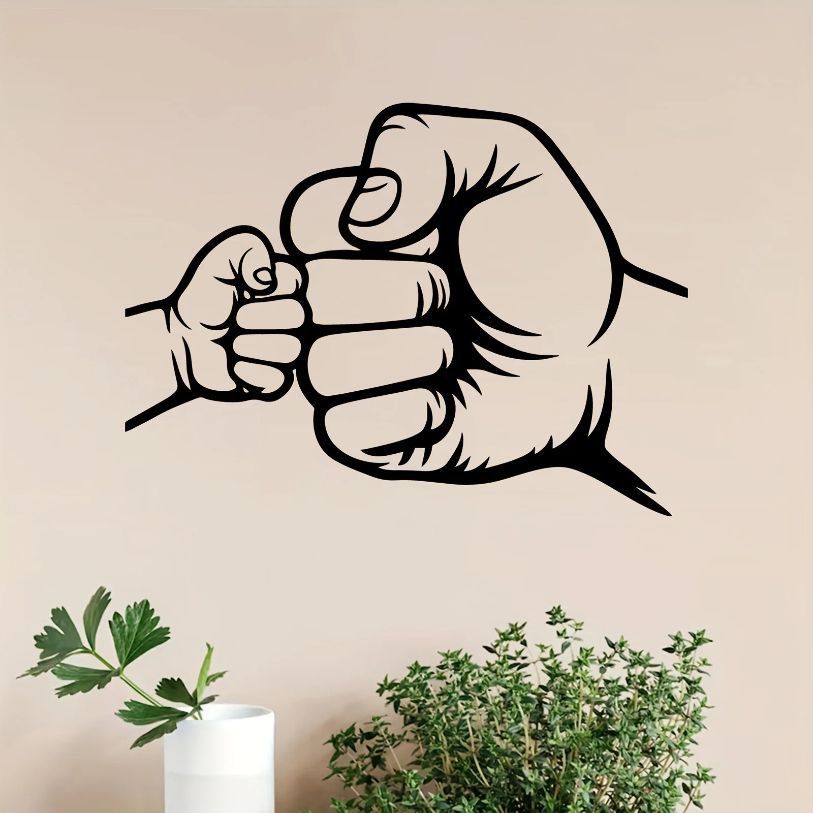 Father & Child Handclasp Metal Wall Art, Rust‑Resistant Iron Family‑Themed Silhouette Mural, Indoor Outdoor Living Room Wall