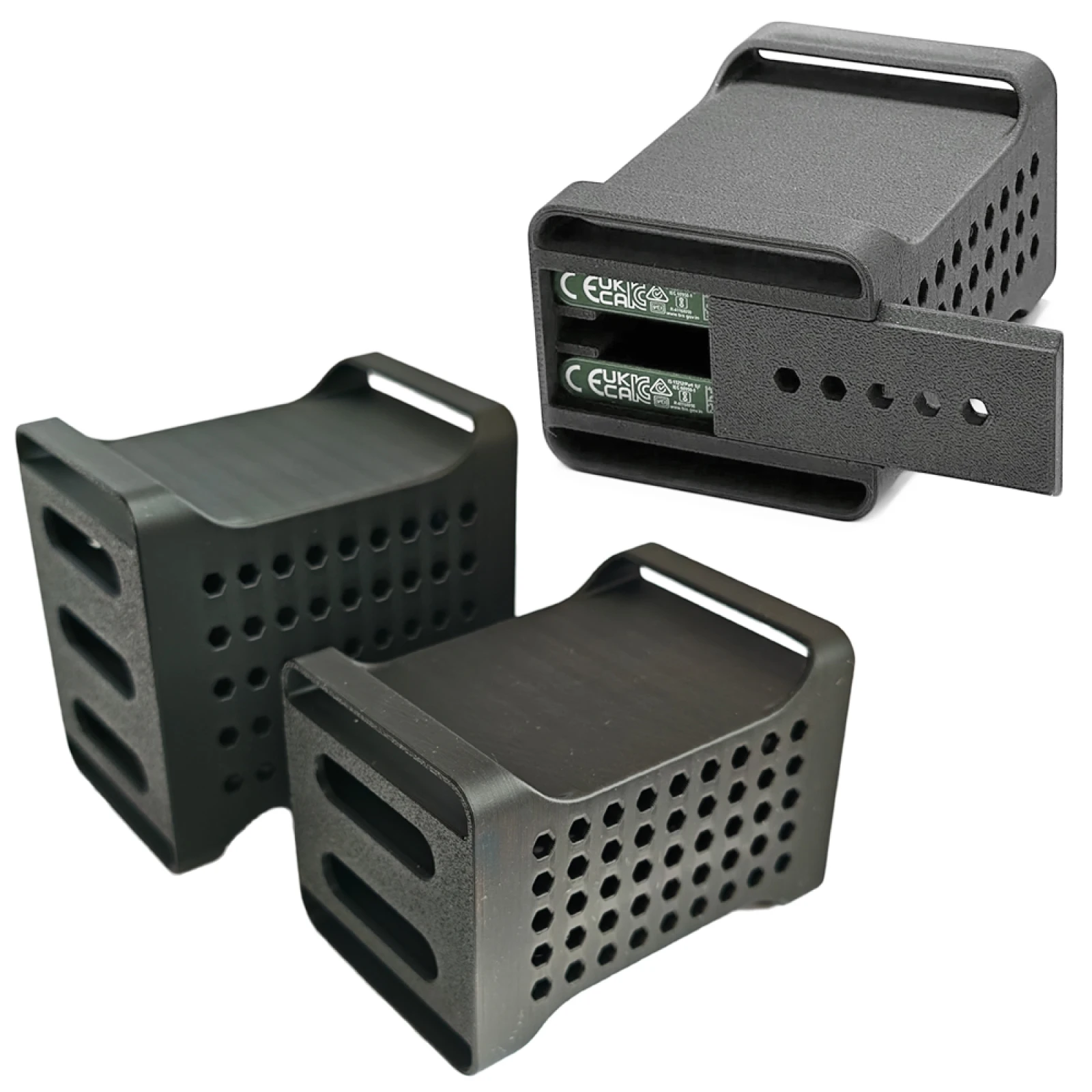 3D-Printed Holder for Samsung T9 SSD – Matte Black Secure Case with Slide-Out Cover, Cooling Vents & Type-C Slot