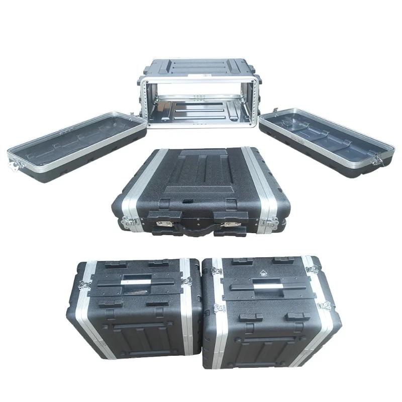 Waterproof dustproof portable 2U 3U 4U 5U 6U 7U 8U 9U 10U space 19inch light duty shock mount plastic ABS rack case