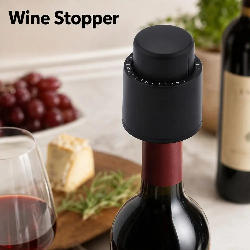 Vacuum Wine Bottle Stopper With Date Scale Press Style Wine Preserver Sealed Storage Reusable Wine Cork Barware Tools