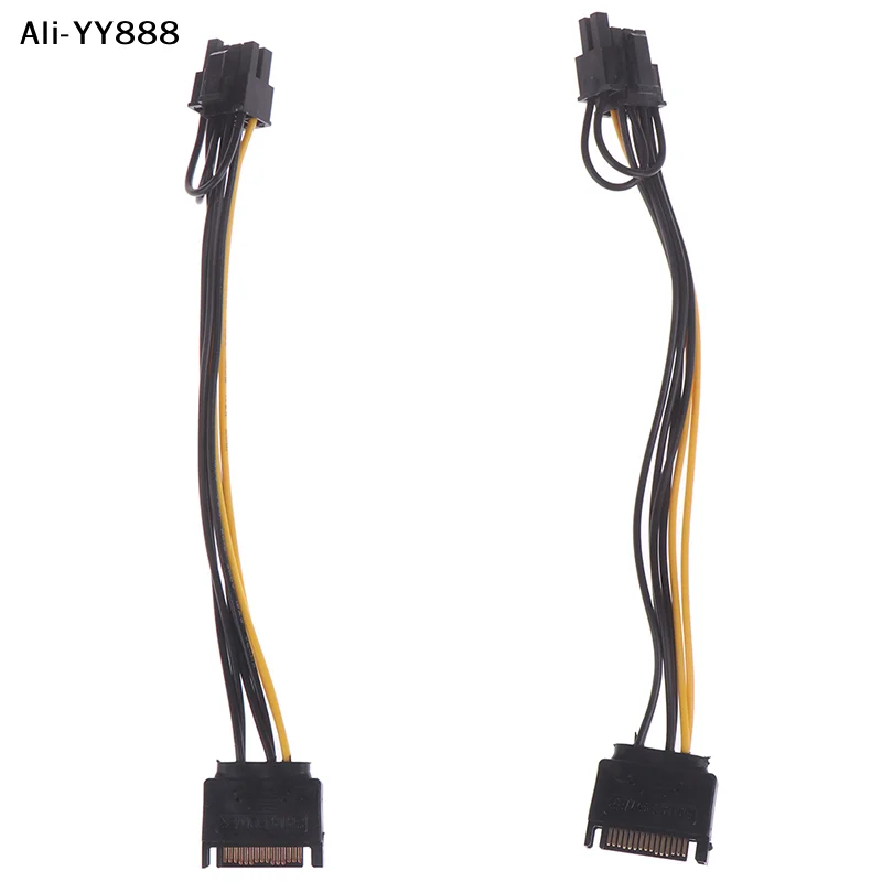 【Yy8】【ZYAH】1pc 15pin SATA Cable Male to 8pin(6+2) PCI-E Power Cable 20cm for Graphic Card