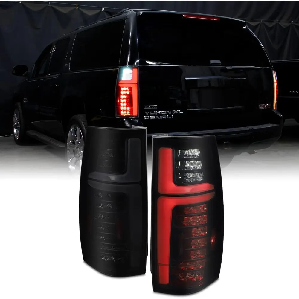 

- Fit 2007-2014 Chevy Tahoe Suburban GMC Yukon 07-14 [Full LED] Tail Lights Rear Lamp Black Smoke Lens
