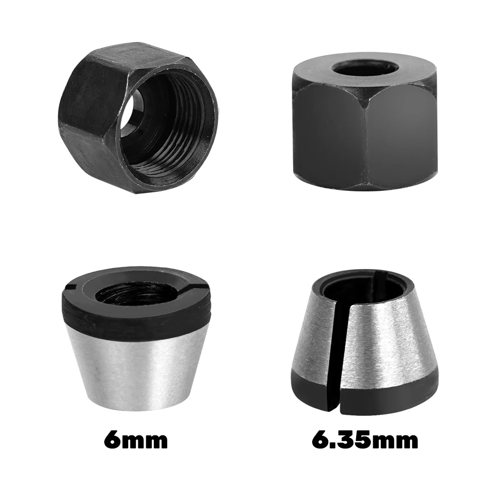 

1Set 6mm Or 6.35mm Collet Chuck With Nut for Engraving Trimming Machine Chuck Adapter Electric Router Milling Cutter Accessories