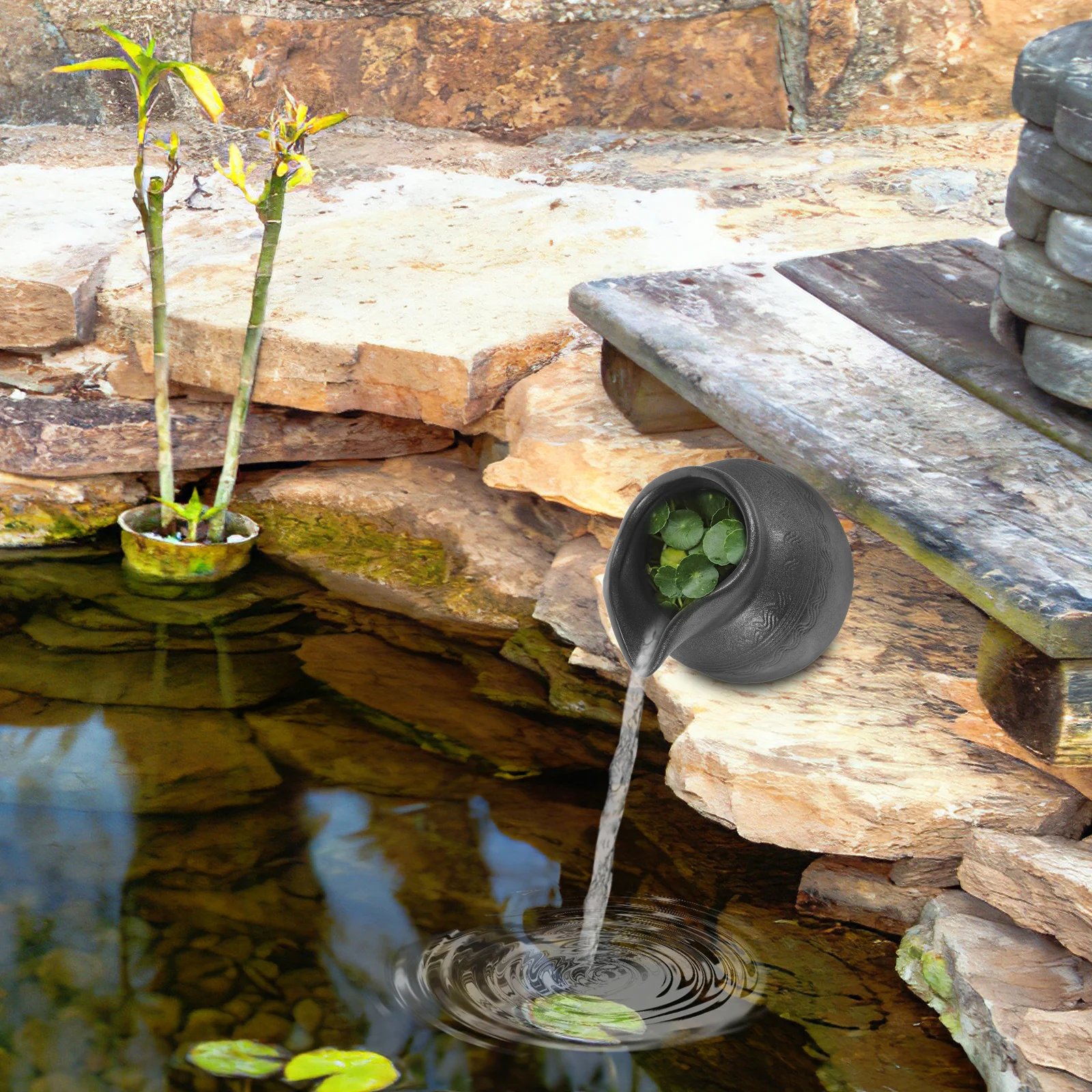 

Water Jar Decoration Small Fountain Jars Fish Tank Patio Ceramics Office Kettles