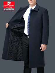 100% Cashmere Jacket Men Casual Business Men's Winter Coats Polo Collar Single Breasted Windbreaker Coat Casaco Masculino