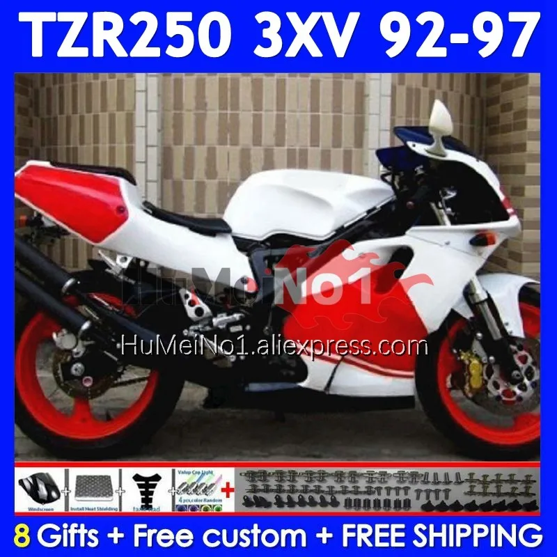 TZR-250 For YAMAHA 3XV TZR250 TZR 250 RR 92 93 94 95 96 97 376No.65 TZR250RR 1992 1993 1994 1995 1996 White red 1997 Fairing