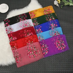 New Lace Flower Embroidery Scarf Women Soft Headscarf Muslim Hijab Shawls Foulard Beach Shawls Head Wraps Bandana