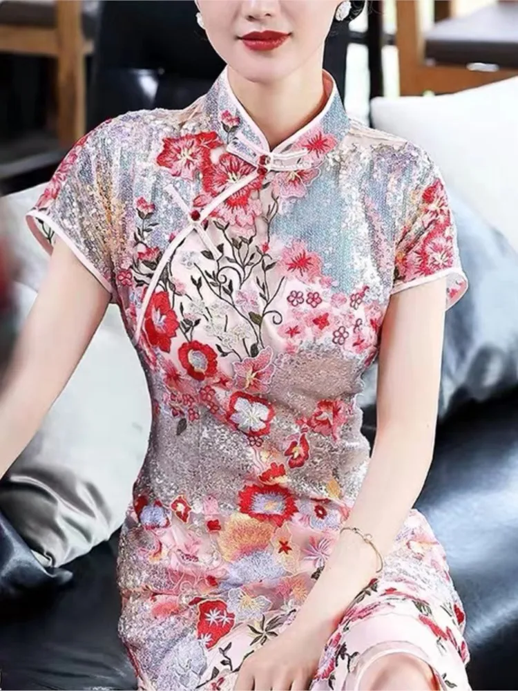 

New cheongsam women's engagement return toasting dress light luxury and niche evening