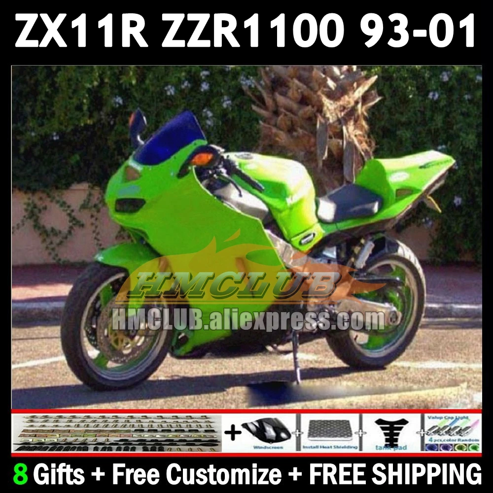 ZX-11R For KAWASAKI NINJA ZX11 ZZR 1100 ZX 11 11R 175No.48 ZZR1100 ZX11R 1993 light green 1994 1995 1996 97 98 99 00 01 Fairing