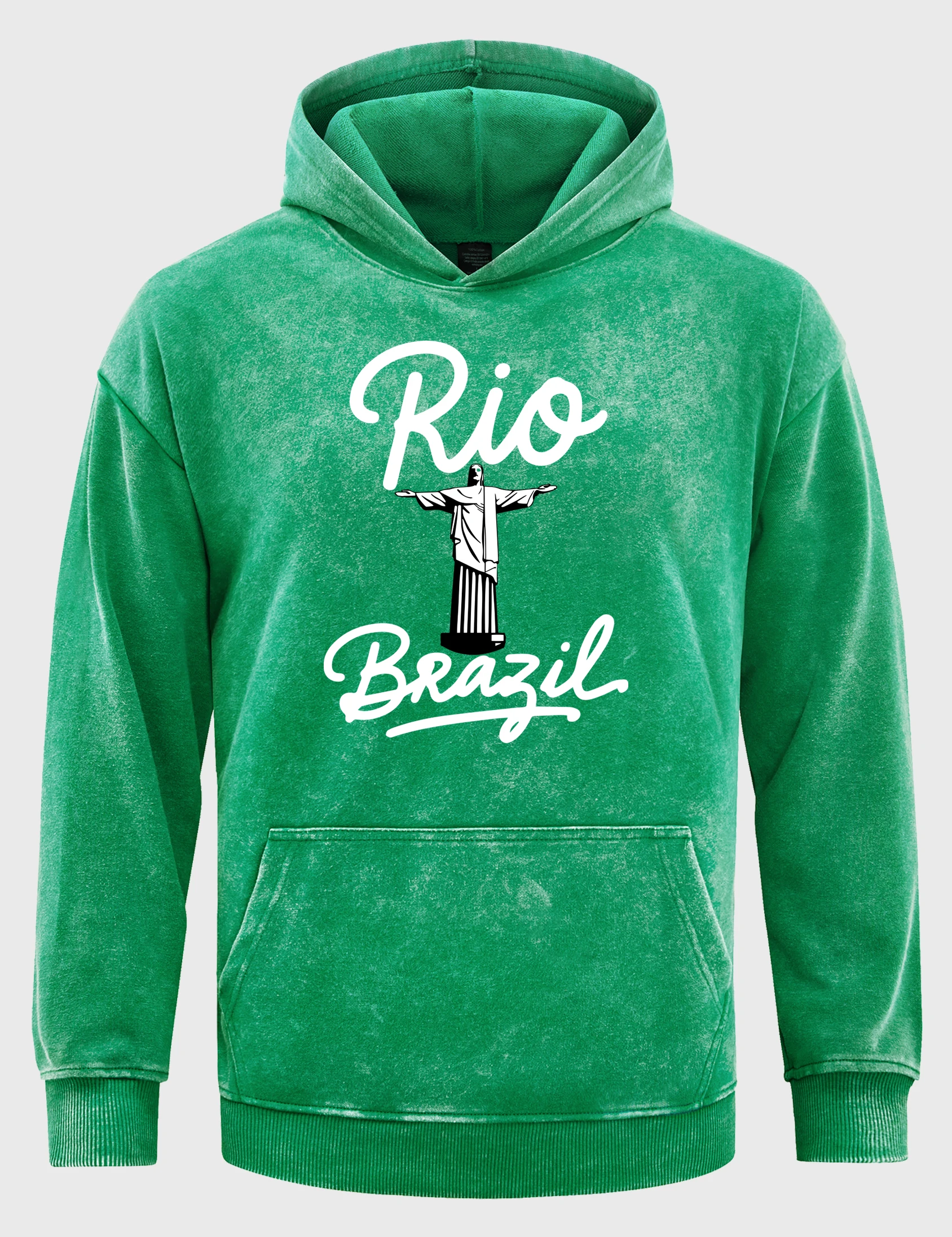 Rio Christ The Redeemer Brazil Printed Men Hoodie Cute Loose Hoodies Casual Cotton Clothing Autumn Fashion Streetwear Man